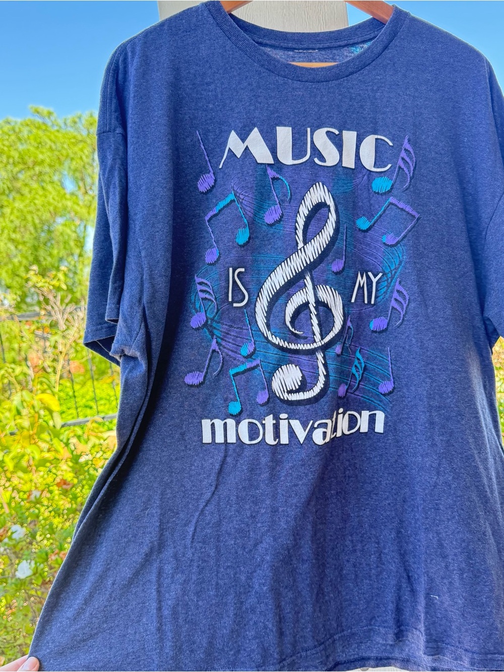 Music Is My Motivation Navy Graphic Tee - Unbranded
